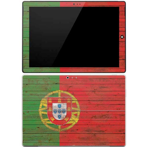 Portuguese Flag Dark Wood Surface Pro 3 Skin